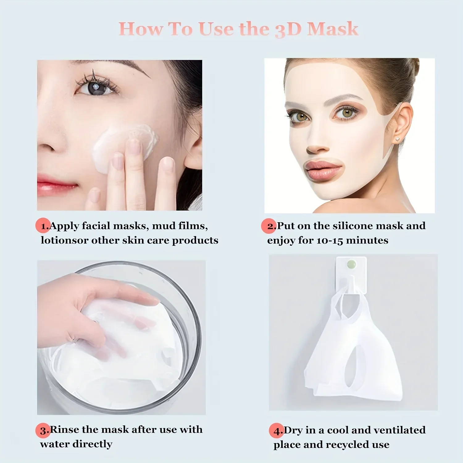 1pcs Silicone Facial Mask Moisturizing Mask Cover Anti-evaporation Beauty Facial Tool Reusable Mask Fixing Cover - Image 3