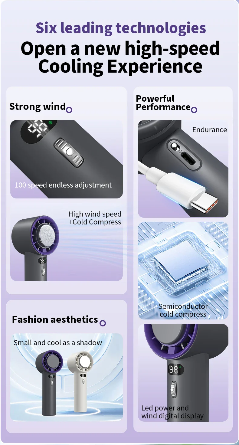 🌬️❄️Portable Handheld Fan🍃, USB Rechargeable Cooling Fan, Adjustable Fan for Home Office School Travel - Image 6