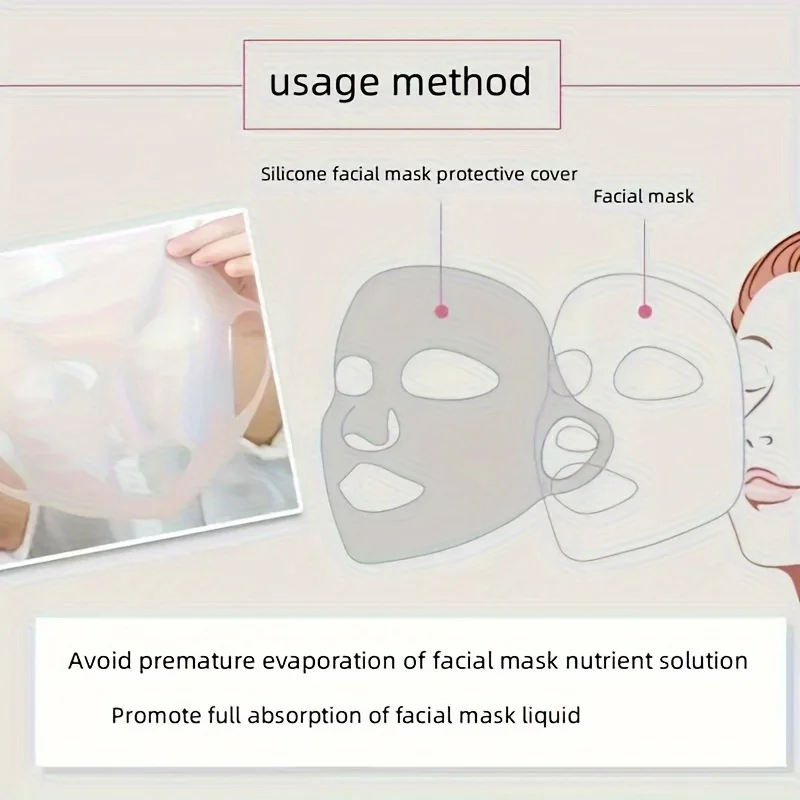 Silicone mask cover, ear-mounted fixed mask to moisturize and absorb essence, reusable facial care tool - Image 5