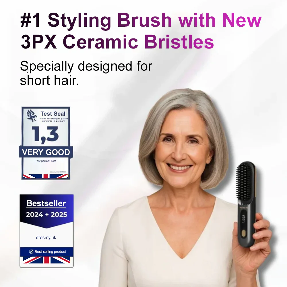 💛⚡🪮The First Smart Styling Brush for Short Hair – Precise, Safe & Effortless