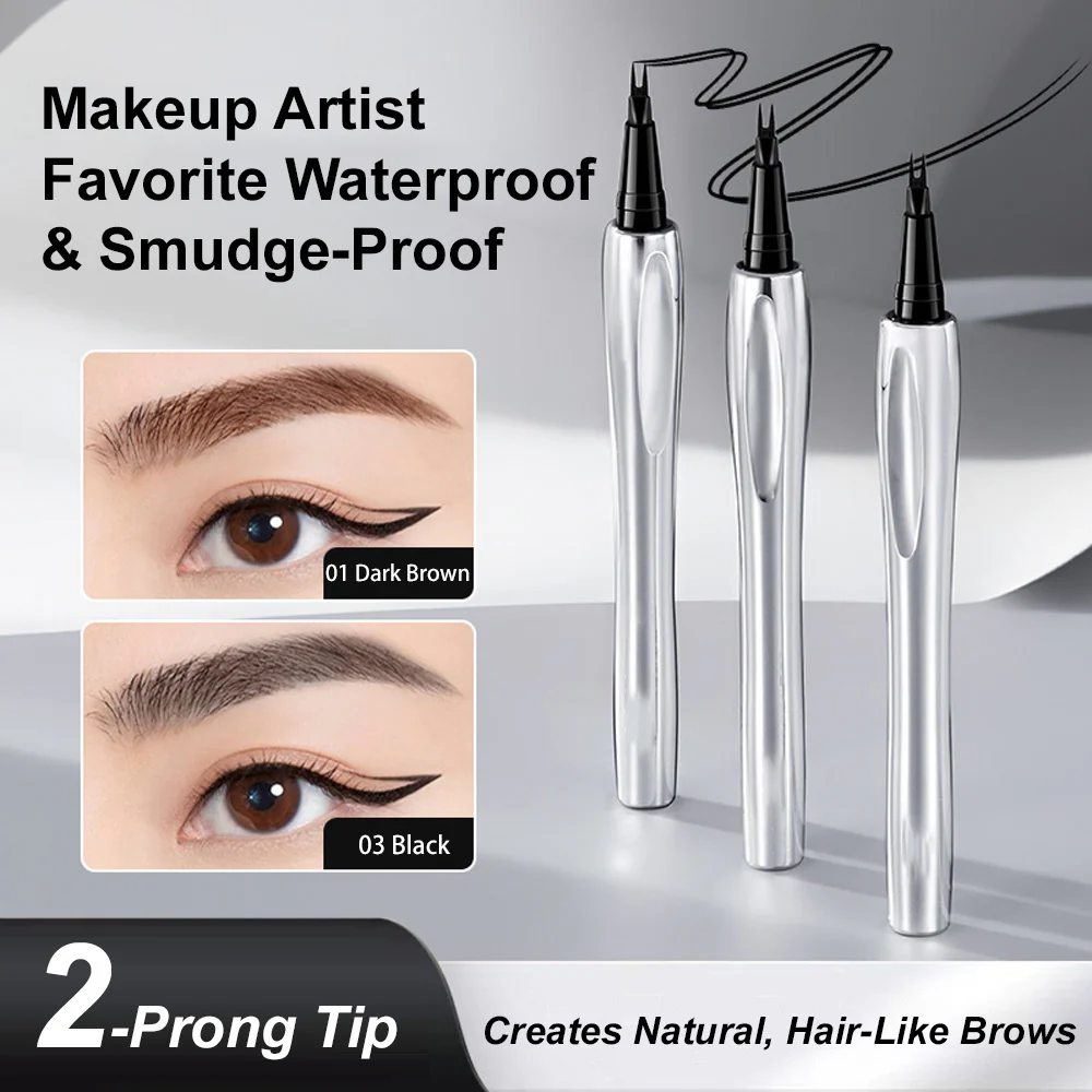 ✨🪶Waterproof Ultra-Fine 2-Tip Fork Eyebrow Pen👁️ – Natural Hair-Like Strokes, Smudge-Proof & Long-Lasting