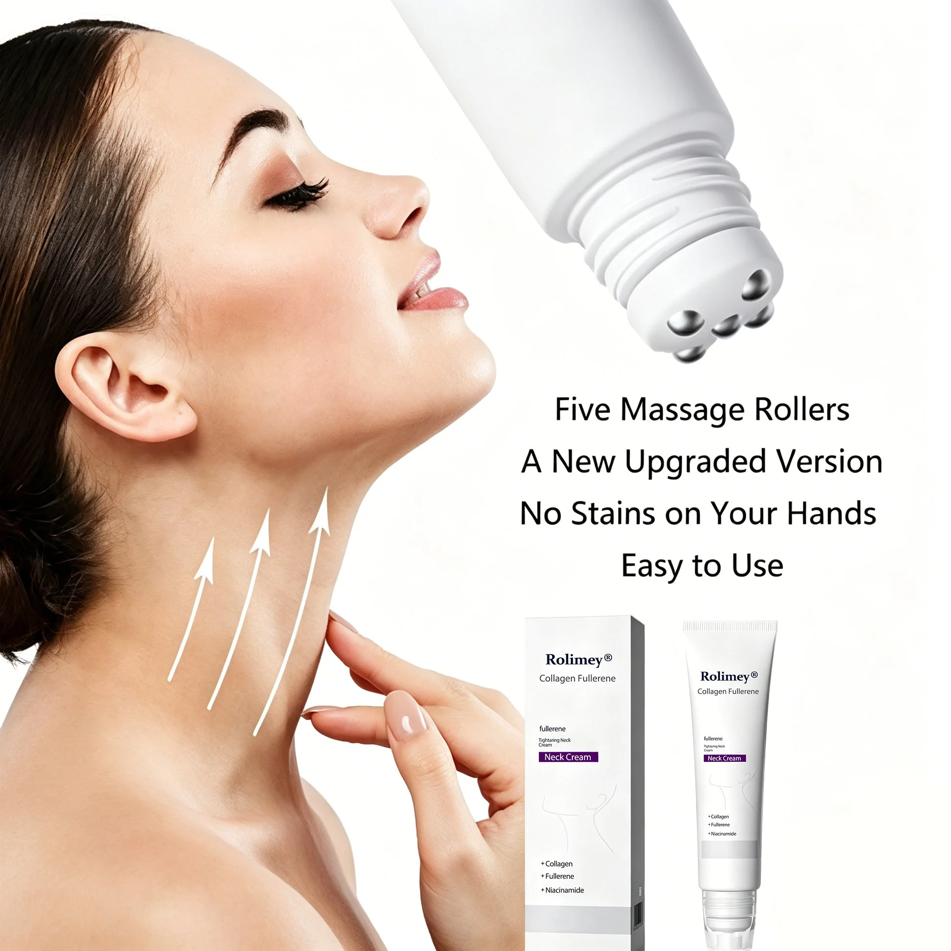 🪄Rolimey® Neck Firming Roller Cream | Collagen & Hyaluronic Acid Anti-Ageing Cream for Wrinkles, Sagging Skin & Double Chin - Image 3