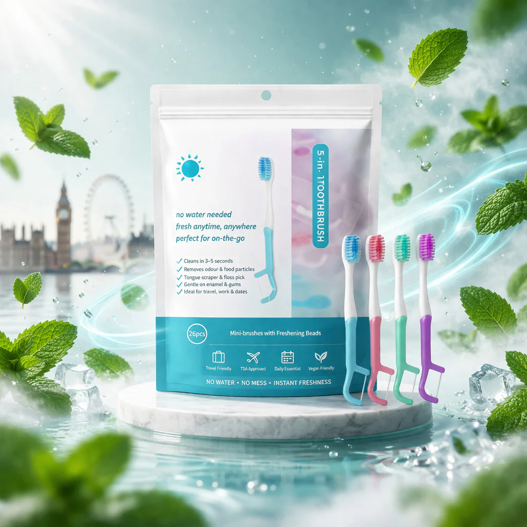 🦷🪥Instant Fresh Mini Toothbrush & Floss – No Water, No Awkward Breath